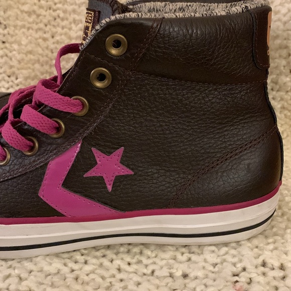 Women’s Converse high top sneakers, brown and pink, size 10. - Picture 4 of 8